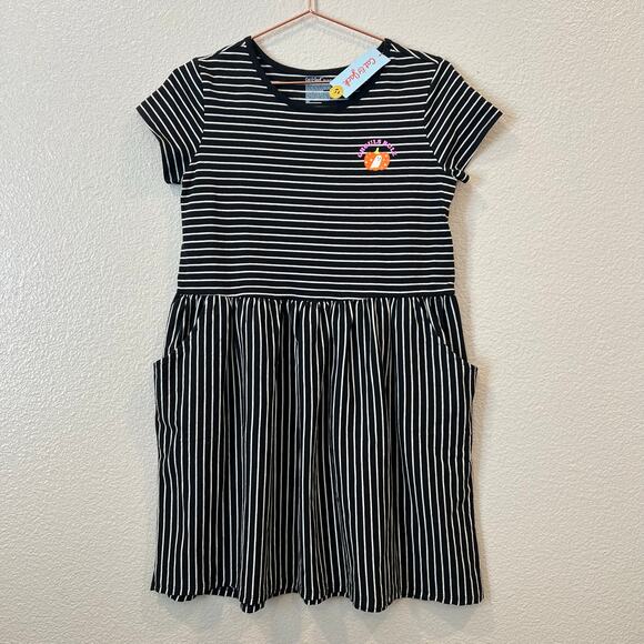 Cat & Jack Ghouls Rule black white stripe Halloween Dress Short Sleeve Plus - Picture 1 of 6